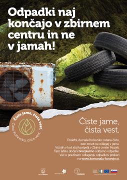 Plakat kampanje s fotografijo jame in smeti